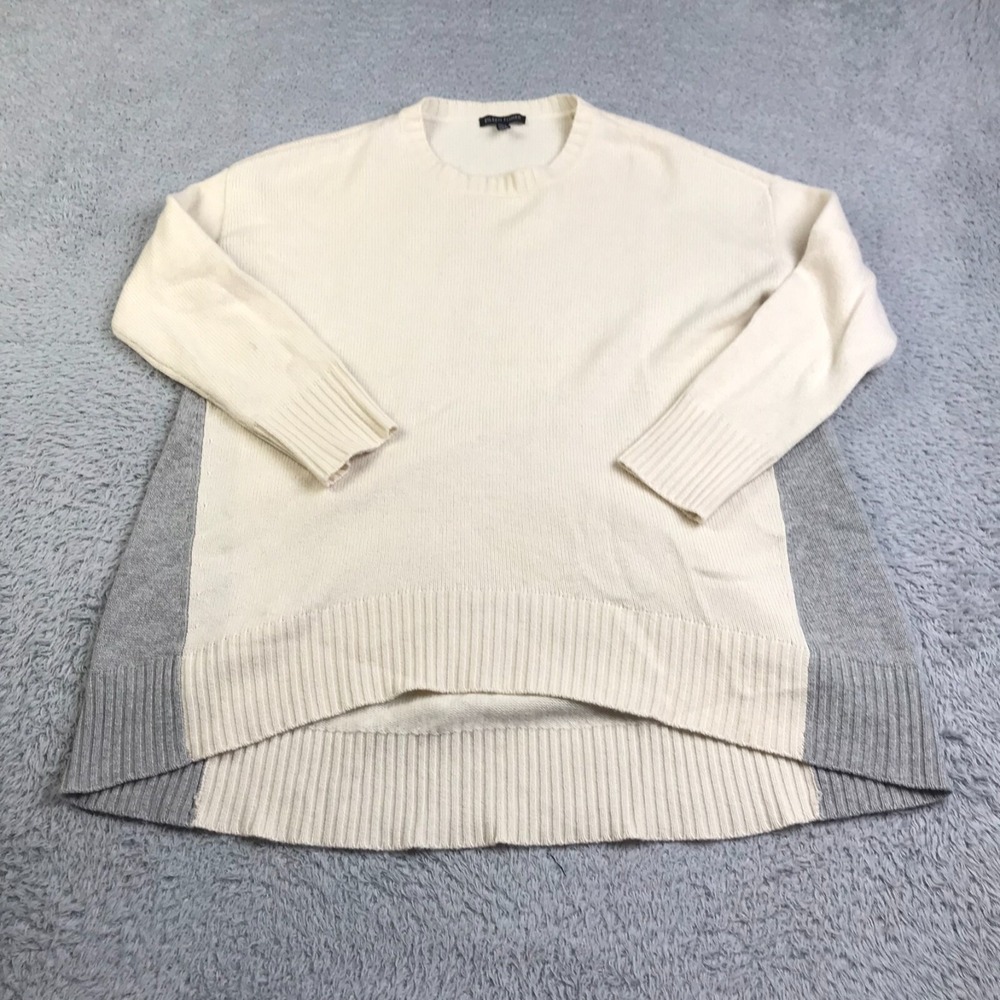 Eileen Fisher Sweater Womens XXS/XS Ivory/Gray Cashmere Crew Neck Pullover